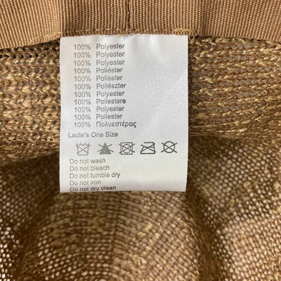 Tan woven jute fedora hat with camo hatband - Picture 7 of 12